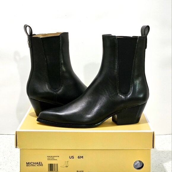 Michael Kors Kinlee booties. Black genuine leather, size 6. - Picture 1 of 10